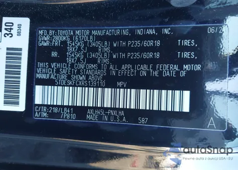 2024 Toyota Sienna Platinum из США, поврежденный, VIN 5TDESKFCXRS139110